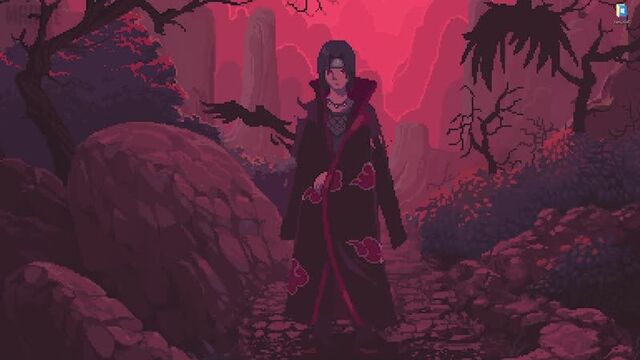 Итачи Учиха в черном плаще из Наруто - живые обои для Wallpaper Engine