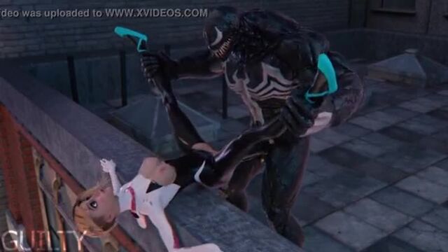 3д анимация мультяшка человек паук и веном ебутся на крыше