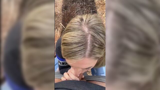 Отсосала в парке и получила сперму на лицо