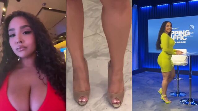 Thick redbone Demetria Bilor in sexy bikini bottom