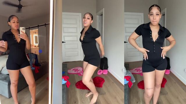 A pretty lightskin girl shakes her fat ass in the shower