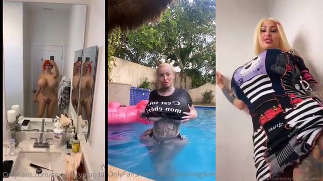Bimbo Mary Magdalena shows off her huge fake boobs while teasing