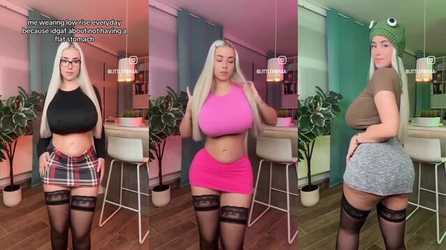 A sexy Latina shakes her ass wearing glasses and stockings