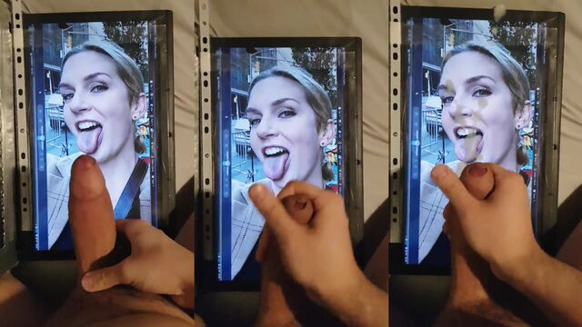 Rhea Seehorn receives a cum tribute after giving a deepthroat blowjob