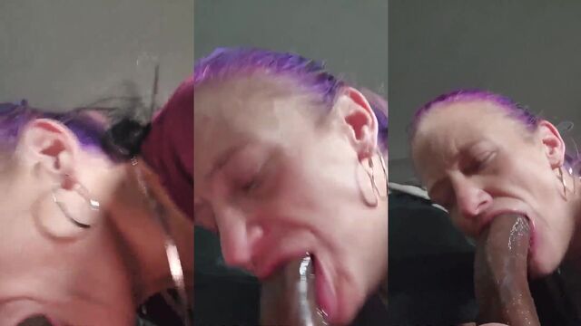 Toothless crackhead granny gets her gums filled with BBC