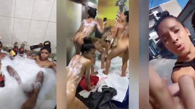 A slutty woman is having fun in a motel with many partners