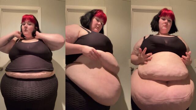 Ssbbw Feedee Wendy's huge belly gets a delicious pizza stuffing
