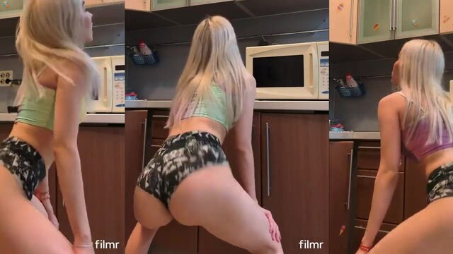 Big ass Russian babe shows off her twerking skills in sexy lingerie