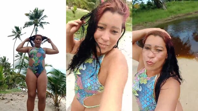 Hot mature Dinha tries on sexy lingerie and bikini