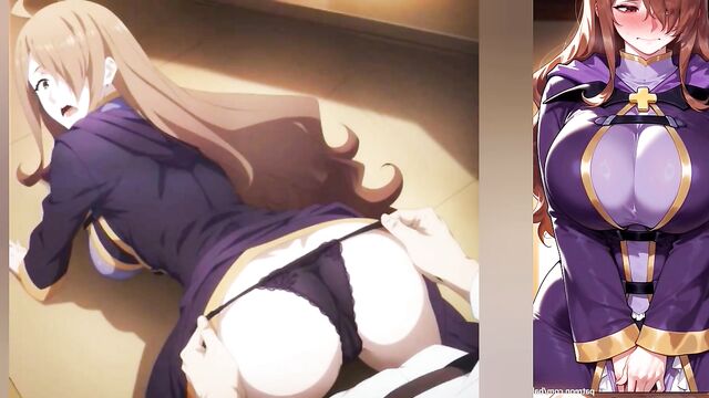 KONOSUBA FUTA AQUA, DARKNESS, AND WIZ FUCK IN SLUTTY COSTUMES