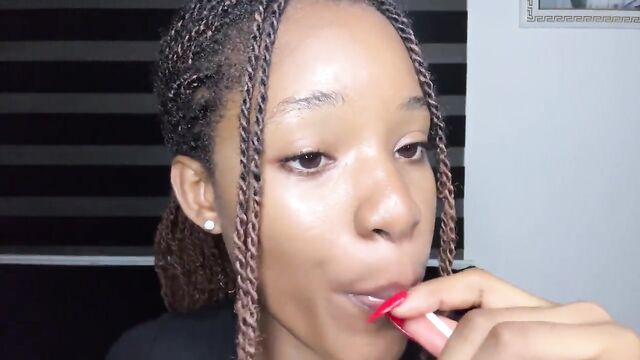 Soft-spoken ebony beauty Brenda in fishnet lingerie