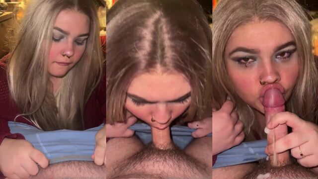 Busty slut gives her husband a deepthroat blowjob and cums on his dick