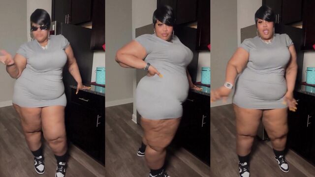 Ebony SSBBW mom shows her twerking skills in a steamy scene