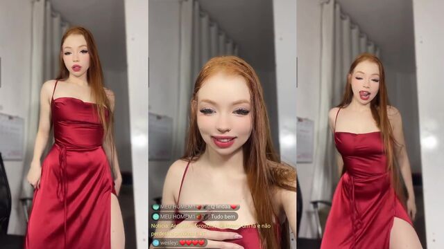 A sexy girl shows her body on camera while doing a striptease