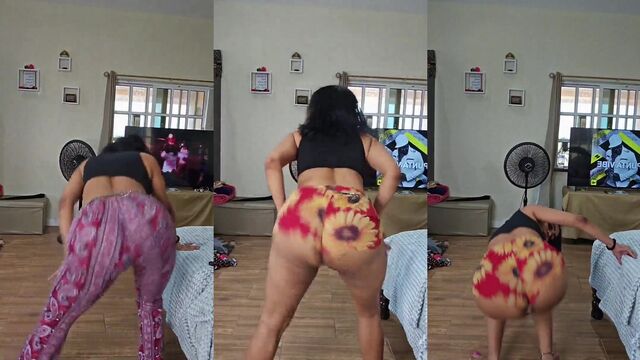 Perky ebony model does a striptease on Instagram live