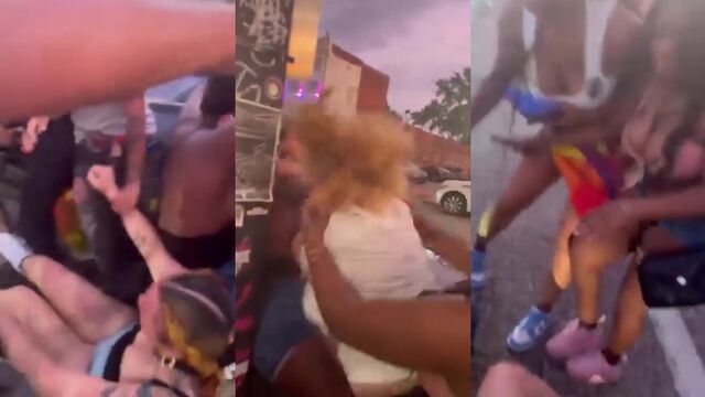 Two sexy lesbians have a wild fight in the bathroom of a Rochester NY car