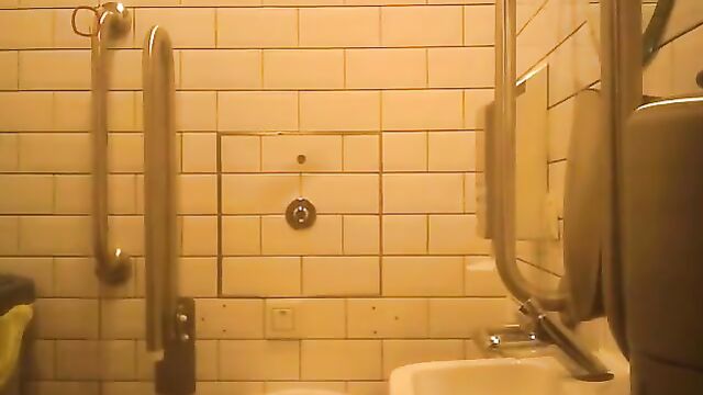 Hot slut exposed in the bathroom, wildvoyeur action unfolds