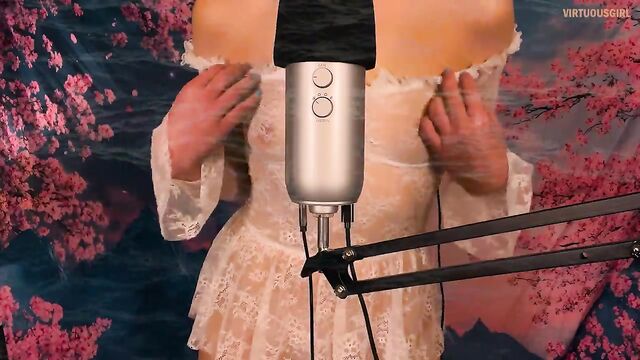 The sexy ASMR artist plays a flirty roleplay in lingerie for you