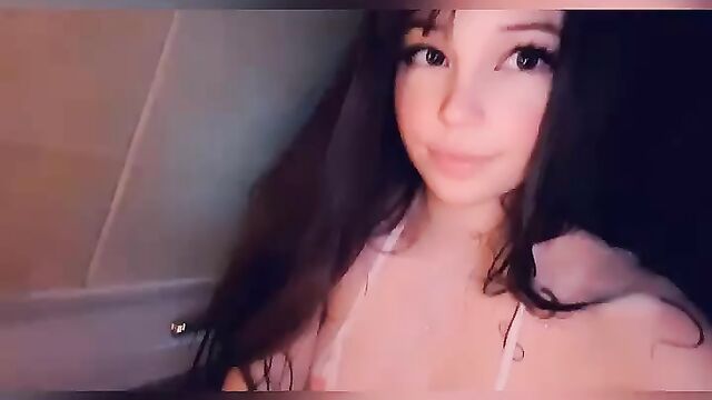 Belle Delphine takes a sensual bath and shows her tits in the bathtub