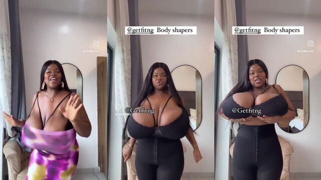 Ebony BBW ChiomaLovv shows off her huge boobs in sexy lingerie