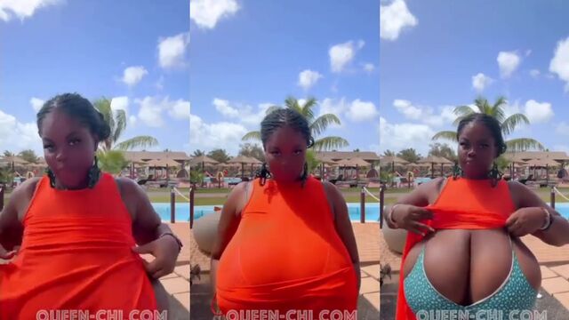 Ebony BBW ChiomaLovv shows off her huge boobs and pussy