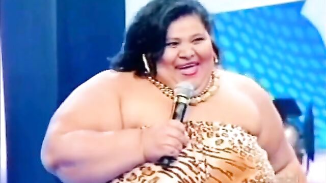 Fat old lady shows off her giant ass and pussy in the bathroom