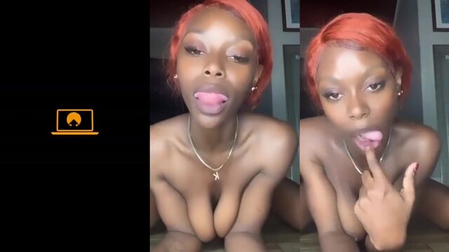 Ebony babe gets her pussy wet and teases you with it