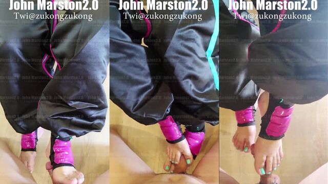 Hot cosplay feet action with sexy Juri Han inspired character