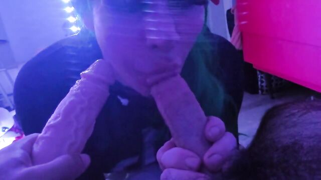 A cute femboy has his throat filled with cum by a hot guy