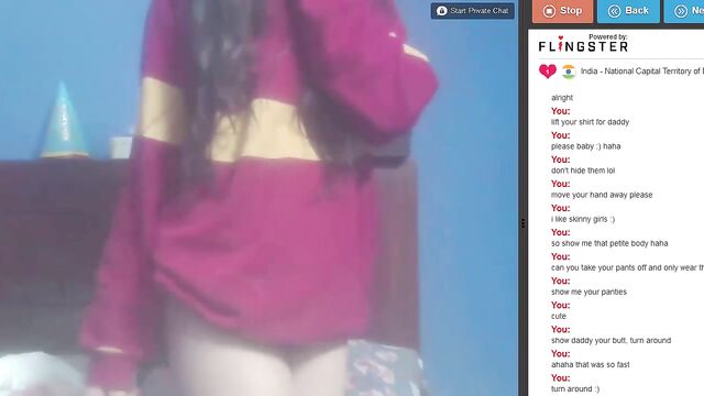 Horny petite teen flirts with strangers on webcam and gets fucked