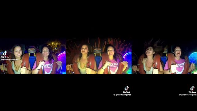Bikini-clad beauty performs striptease with a slingshot