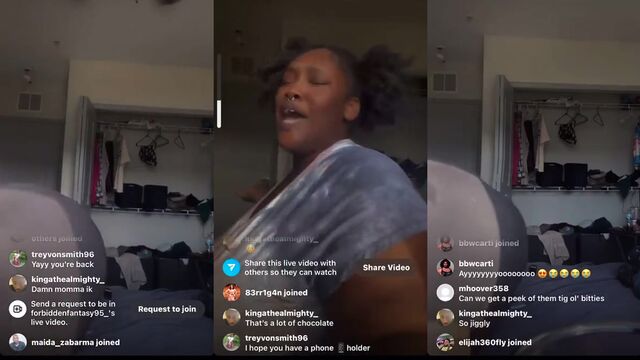 Thick ebony girl shakes her ass on Instagram Live