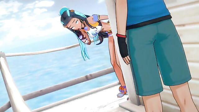 Pervert guy moves the ass of anime girl in a naughty drawing