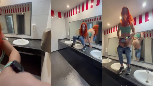 Public bathroom pee session with a nice flow
