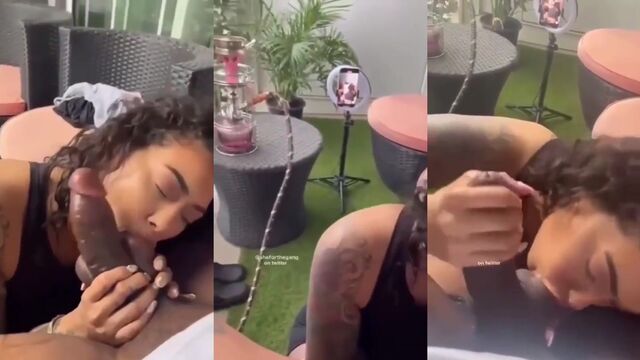 She takes a huge BBC and gives a sloppy blowjob, showcasing her throat goat skills