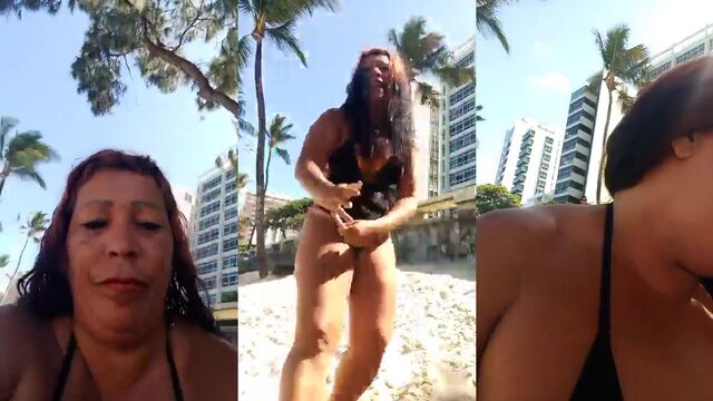 Hot mature woman shows off her body in a bikini and lingerie on YouTube
