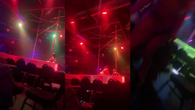 A blonde whore is stripping for money in a stripclub