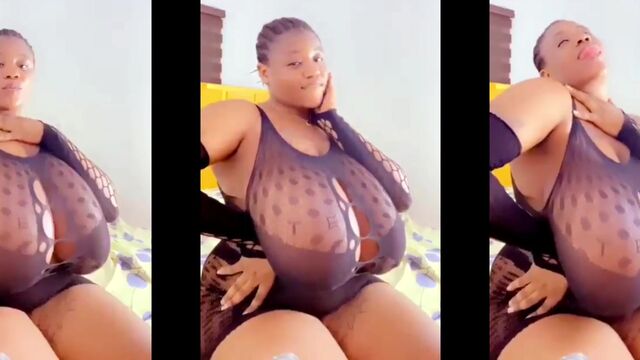 Busty ebony IG model gets her big tits tittyfucked
