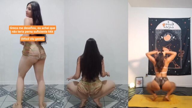 A very hot morena is dancing with her short skirt and making a big fuss on Instagram