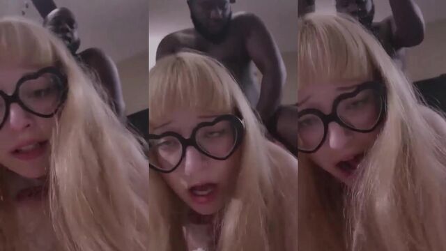 A blonde beauty gets a messy and hot BBC treatment in this steamy homemade vid