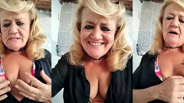 A shameless granny is using her pussy for money in this hot video