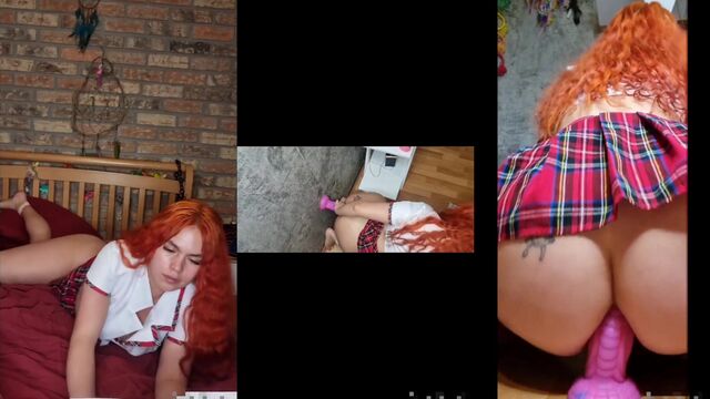 A cute brunette has sex with a big penis