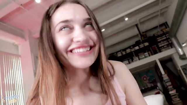 Schoolgirl gives her teacher a sloppy blowjob and handjob until he cums