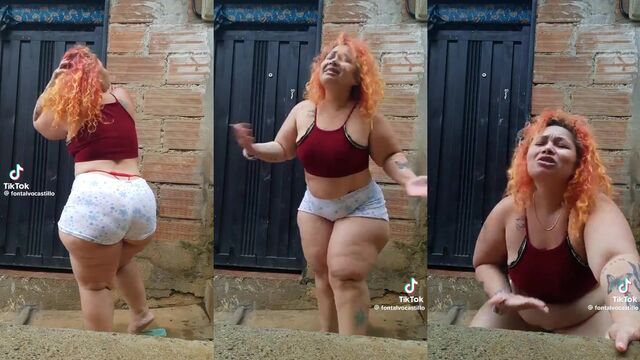 A fat ass baile show with a beautiful and hot marranita