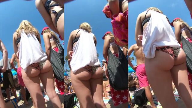 A fat white girl shows her ass in a candid bikini shot with a PAWG twist