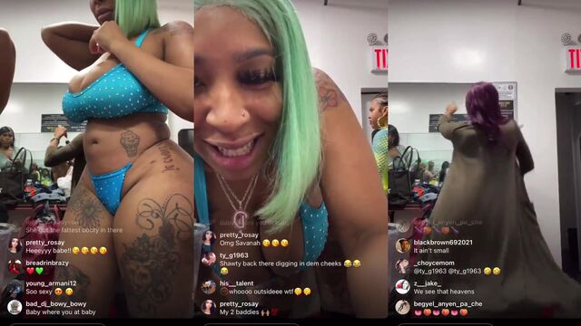 A stripper has a nip slip while dancing in the dressing room of the club