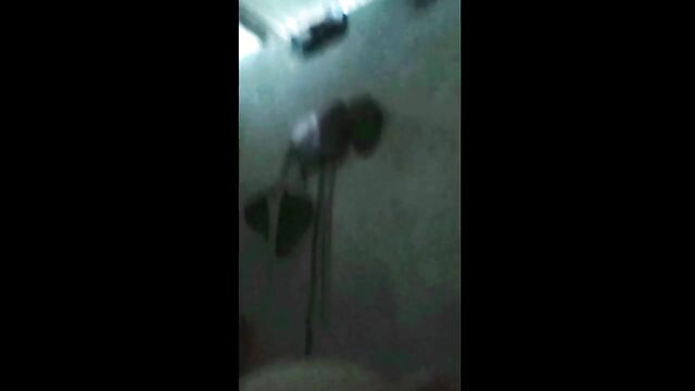 Naughty girl has no panties while taking shower and flashing