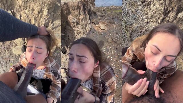 A sexy chick was sucking dick and got a cumshot on her bukkake