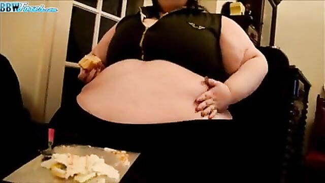 SSBBW gets her huge belly rubbed and caressed with passion