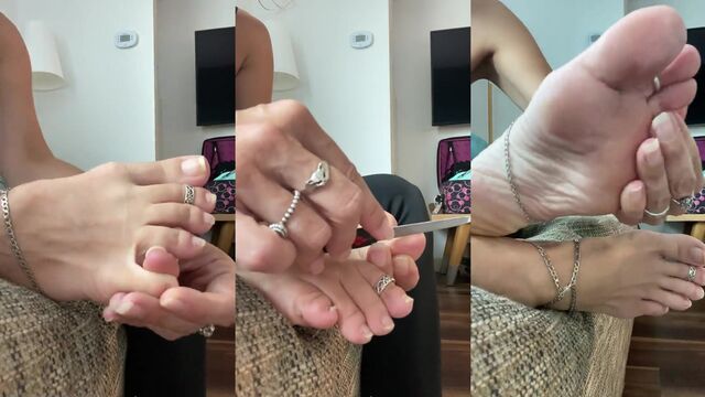 Oily soles footjob with a huge cum shot on feet for JOI